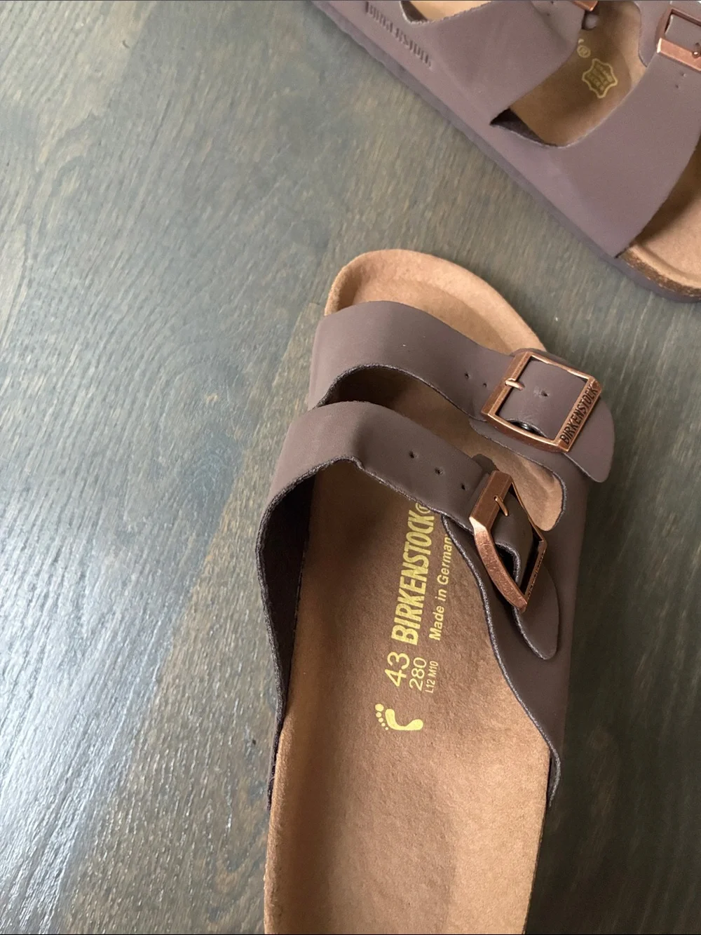Birkenstock Brown Two-Strap Slide Sandals